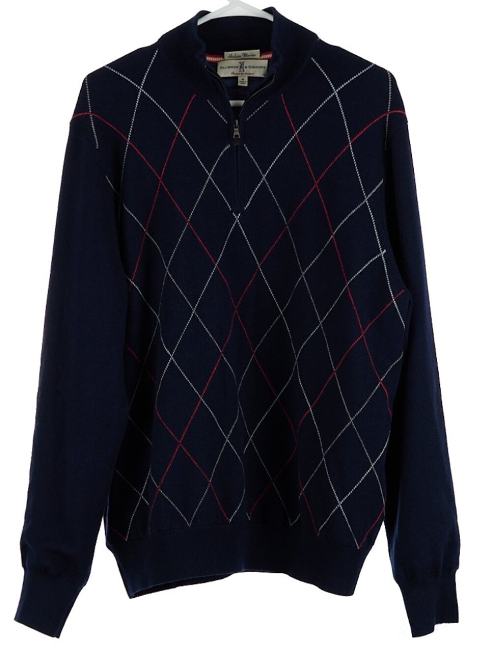 Fairway & Greene Italian Merino Wool Argyle Quarter Zip Golf Men's Medium